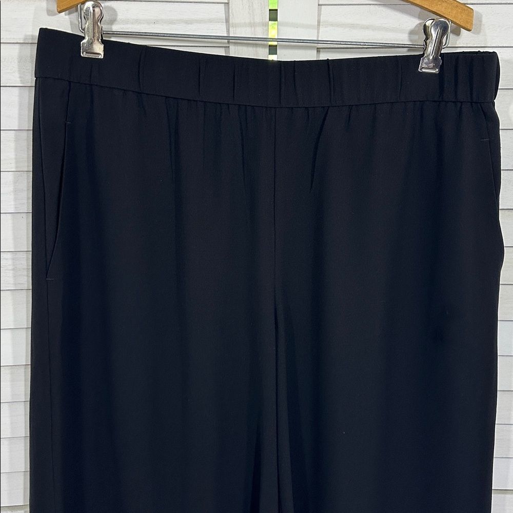 Eileen Fisher Georgette Silk Culottes Large NWOT Black Crepe - Picture 2 of 9